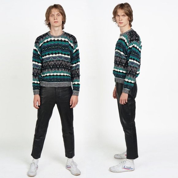 Y2K Striped Coogi Ribbon Multicolor Crew Neck Sweater - Picture 2 of 3